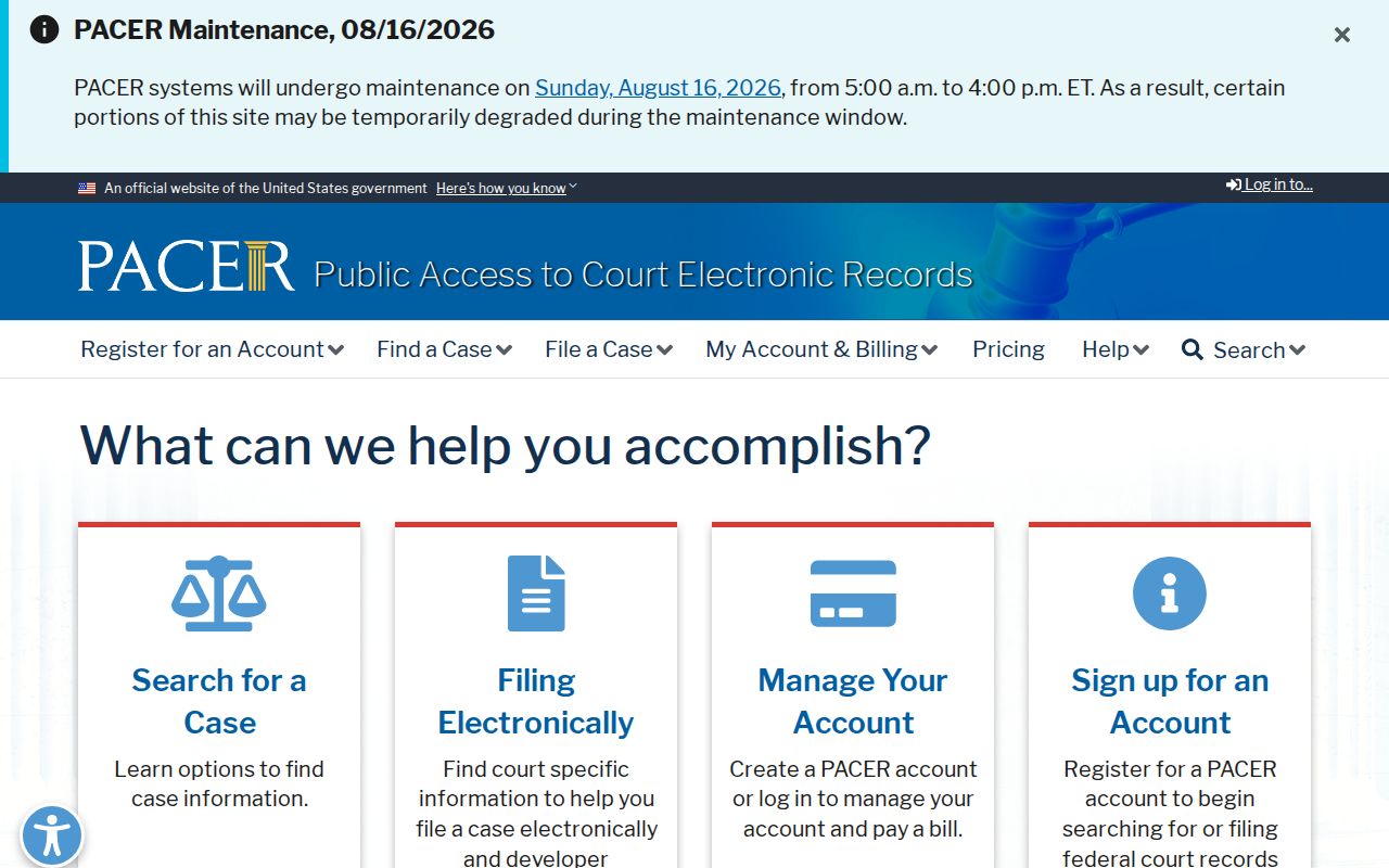 Clio court docket federal PACER search portal