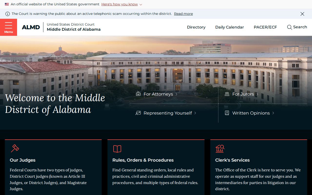 Middle District of Alabama federal court layer for Barbour County criminal dockets