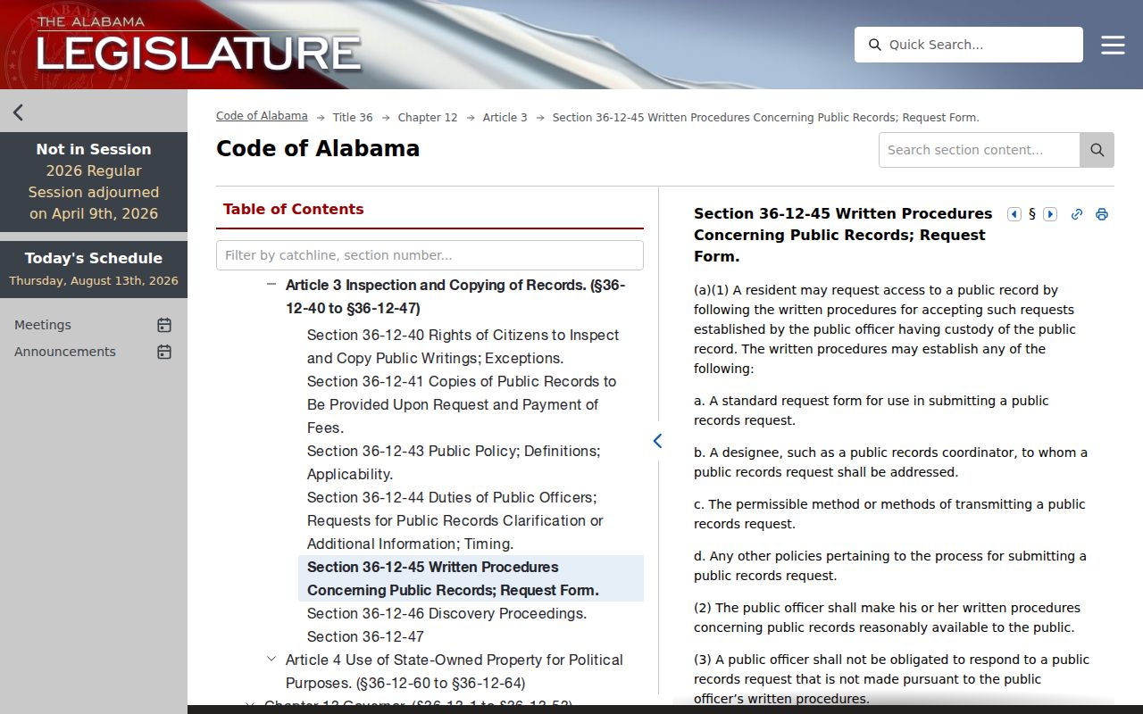 Alabama public records law for Barbour County court record access