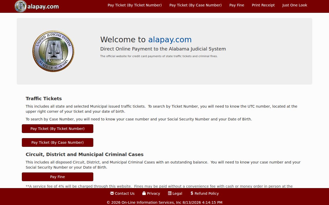 Barbour County traffic ticket search and payment through the official AlaPay system